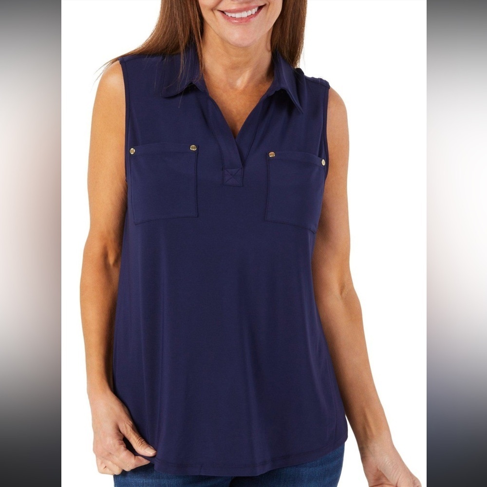 Jones New York Navy Sleeveless Women's Top